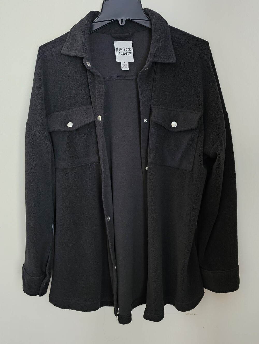 New York Laundry Black Fleece Shirt Jacket